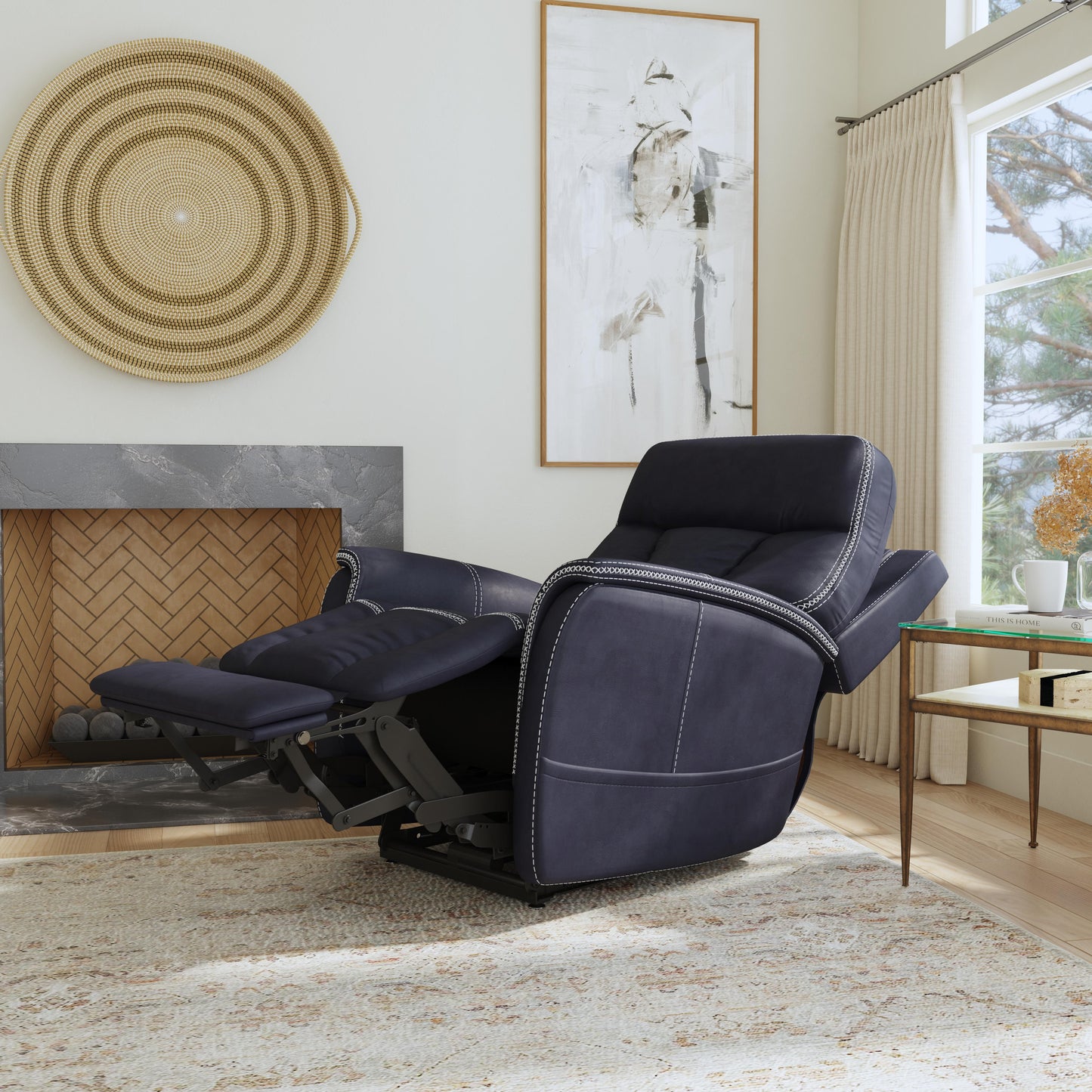 Atlas Fabric Power Lift Recliner with Power Headrest and Lumbar