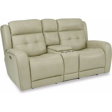 Grant Power Reclining Loveseat with Console and Power Headrests