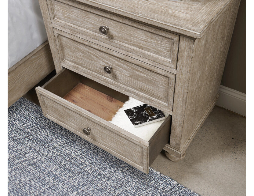Miriam Three Drawer Straight Nightstand- Breve