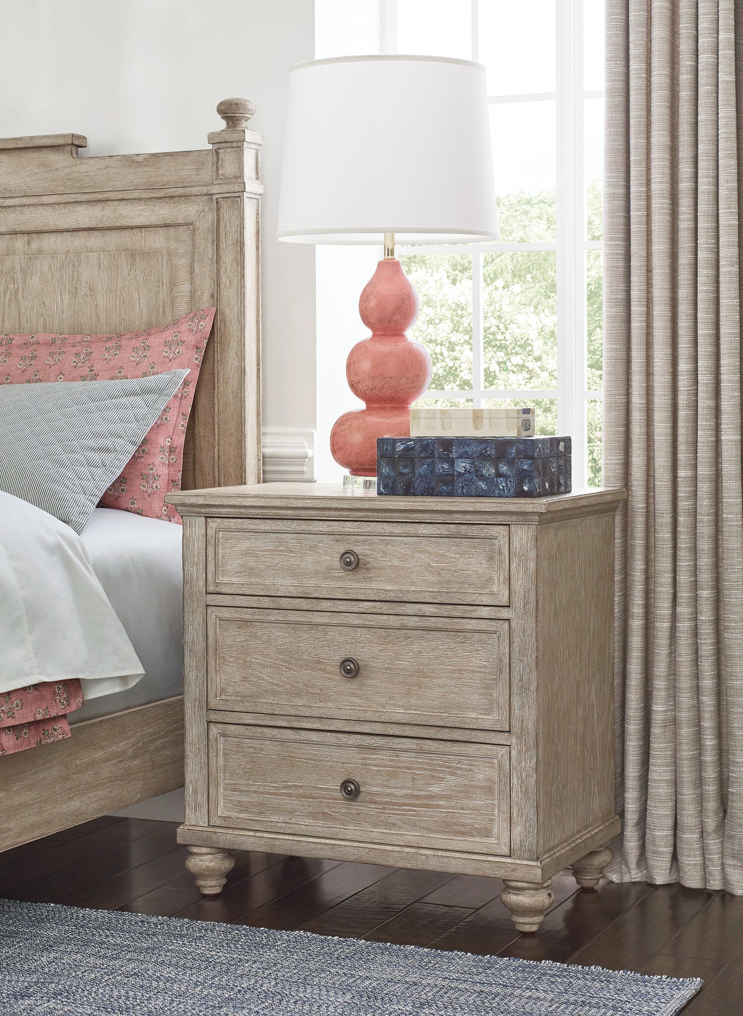 Miriam Three Drawer Straight Nightstand- Breve