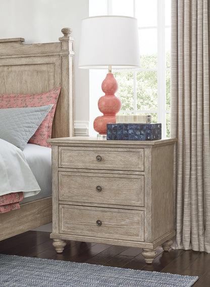Miriam Three Drawer Straight Nightstand- Breve