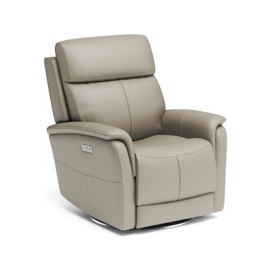 View Swivel Power Recliner with Power Headrest and Lumbar