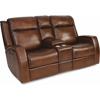 Mustang Power Reclining Loveseat with Console and Power Headrests