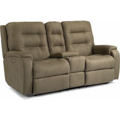 Arlo Fabric Power Reclining Loveseat with Console & Power Headrests & Lumbar