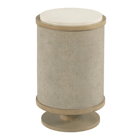 Round Linen Chairside Table